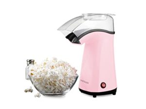 nostalgia hot-air electric popcorn maker, 12 cups, healthy oil free popcorn with measuring scoop, pink