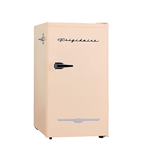 Frigidaire EFR376-CORAL Retro Bar Fridge Refrigerator with Side Bottle Opener, 3.2 cu. Ft, Coral