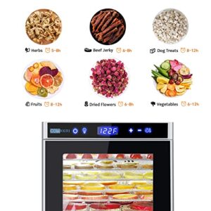 COMKERI 8 Trays Food Dehydrators for Food and Jerky(67 Recipes), Fruit, Veggies, Meat, Dog Treats, Herbs, Durable Food-grade Stainless Steel Dryer Machine with 24H Adjustable Digital Timer, 95ºF-167ºF Temp Control, 110V/700W, Safety Over Heat Protection