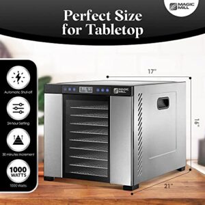 Magic Mill Food Dehydrator Machine | 11 Stainless Steel Trays | Adjustable Timer and Temperature Control | Jerky, Herb, Meat, Beef, Fruits and Vegetables Dryer | Safety Over Heat Protection