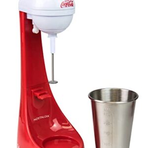 Nostalgia Two-Speed Electric Coca-Cola Limited Edition Milkshake Maker and Drink Mixer, Includes 16-Ounce Stainless Steel Mixing Cup and Rod, Red