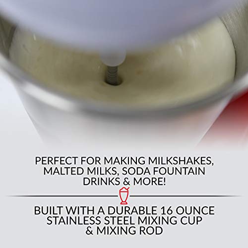 Nostalgia Two-Speed Electric Coca-Cola Limited Edition Milkshake Maker and Drink Mixer, Includes 16-Ounce Stainless Steel Mixing Cup and Rod, Red