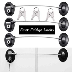 4 pack refrigerator locks with 8 keys,child safety fridge lock,refrigerator lock combination,mini fridge lock, file drawer lock, toilet seat lock with strong adhesive by xccme (black)
