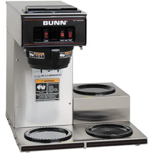 bunn vp17-3, 12-cup low profile pourover commercial coffee maker, 3 lower warmers, 13300.0003