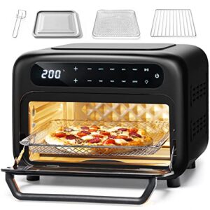 silonn air fryer oven, 2-in-1 smart air fryer toaster oven combo, 14qt stainless steel air fryer oven with digital countertop, natural convection roast bake, black