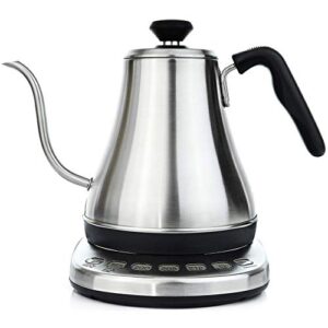 gooseneck electric kettle with temperature control & presets – 1l, stainless steel – tea & pour over coffee kettle