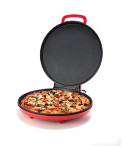 zenith versa grill non-stick pizza maker machine for home, calzone maker, pizza oven converts to electric indoor grill, red