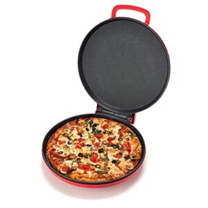 Zenith Versa Grill Non-Stick Pizza Maker Machine For Home, Calzone Maker, Pizza Oven Converts to Electric indoor Grill, Red