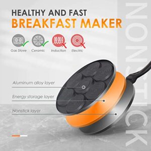 Clockitchen Pancake Pan Nonstick Griddle Pancake Maker Mini Pancake and 7 Smiling Face Cups Pan Breakfast Crepe for Kids, Black