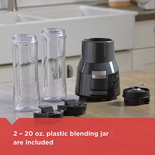 BLACK+DECKER FusionBlade Personal Blender with Two 20oz Personal Blending Jars, Gray, PB1002G