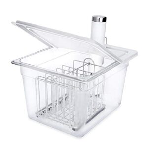 everie sous vide container 12 quart with hinge lid and sous vide rack compatible with breville joule