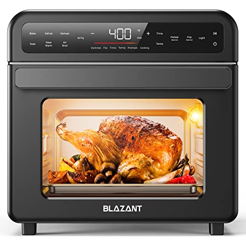 Toaster Oven Air Fryer Combo, Toaster Ovens Countertop 20QT/19L Air Fryers Oven, 16-in-1 Touch Keys Convection Ovens Smart, Space Saver, Drumstick Grill Freidora De Aire Airfryer Oven BLAZANT T-12