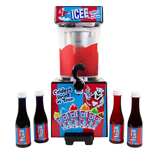 ICEE Slushie Machine. Genuine ICEE Home Countertop Slushie Maker & ICEE Syrup 4-Pack Bundle. Officially Licensed ICEE Merchandise.