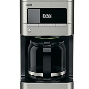 Braun KF7070 BrewSense Drip Glass Coffeemaker, 12 Cup, Stainless Steel