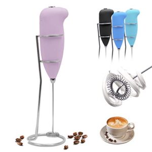 sonwell coffee milk frother handheld, drink coffee mixer with stainless steel stand, battery operated electric foam maker, milk foamer for lattes, frappe, matcha, hot chocolate pink,halloween gifts