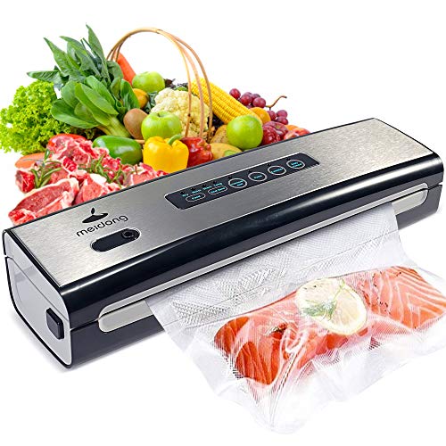 Vacuum Sealer Machine, meidong Food Vacuum Sealer Machine Built in Air Sealing System, Automatic For Food Preservation Storage With Dry & Moist Modes, LED Indicator, Easy to Clean, Compact Design