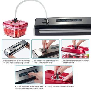 Vacuum Sealer Machine, meidong Food Vacuum Sealer Machine Built in Air Sealing System, Automatic For Food Preservation Storage With Dry & Moist Modes, LED Indicator, Easy to Clean, Compact Design