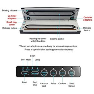 Vacuum Sealer Machine, meidong Food Vacuum Sealer Machine Built in Air Sealing System, Automatic For Food Preservation Storage With Dry & Moist Modes, LED Indicator, Easy to Clean, Compact Design