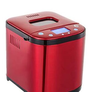 FRIGIDAIRE Bread Maker Machine with Nonstick Bowl, Bread Hook, Measuring Cup & Spoon. 15-in-1, Gluten-Free Bread, Cake& Yogurt, 3 Crust Colour options and more. 3 Loaf Sizes. 2LB XL-RED