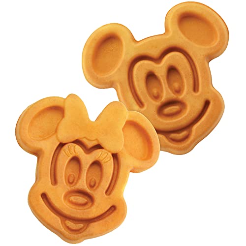 Mickey Mouse and Minnie Mouse Double Flip Waffle Maker for 6 Waffles - 3 Mickey and 3 Minnie - White and Blue MIC-64