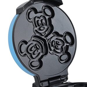 Mickey Mouse and Minnie Mouse Double Flip Waffle Maker for 6 Waffles - 3 Mickey and 3 Minnie - White and Blue MIC-64