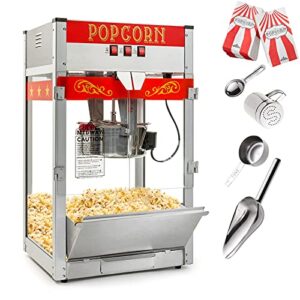 Olde Midway Commercial Popcorn Machine Maker Popper with Large 12-Ounce Kettle - Red