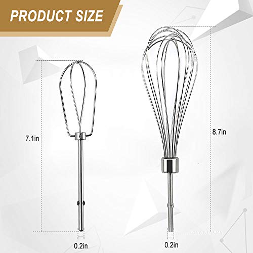 Cenipar W10490648&KHMPW- KHM2B W10490648 Hand Mixer Turbo Beaters(2 Pack) & KHMPW Stainless Steel Pro Whisk(2 Pack) Fit for KHM512BM KHMPW KHM2B