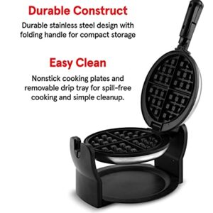 Gourmia GWM448 Rotating Waffle Maker - 180° Rotation - Variable browning control - Indicator lights - Easy to clean - Stainless steel