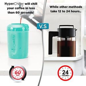 HyperChiller HC2AS Patented Iced Coffee/Beverage Cooler, NEW, IMPROVED,STRONGER AND MORE DURABLE! Ready in One Minute, Reusable for Iced Tea, Wine, Spirits, Alcohol, Juice, 12.5 Oz, Aqua Sky