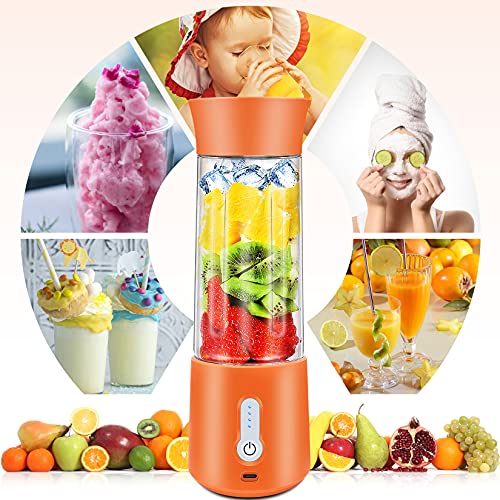 Portable Blender for Shakes and Smoothies, 17 Oz Personal Smoothie Blender USB Rechargeable Juicer Cup with 6 Blades