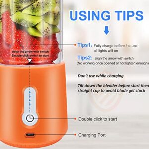 Portable Blender for Shakes and Smoothies, 17 Oz Personal Smoothie Blender USB Rechargeable Juicer Cup with 6 Blades