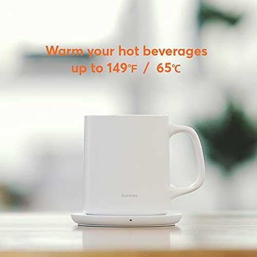 hurkins Smug, up to 149℉ Coffee Mug Warmer & Mug & pctg Lid Set, self Heated Cup with Wireless Charging Function, Office/Home for Desk. (Black)