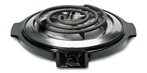 elite gourmet esb-300x single countertop coiled burner, 1000 watts electric hot plate, temperature controls, power indicator lights, easy to clean, black
