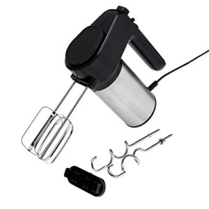 amazon basics 6-speed electric hand mixer with dough hooks, beaters and turbo button