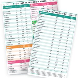 Pine & Pepper Air Fryer Magnetic Cheat Sheet | Instant Pot Accessories | Air Fryer Cooking Times Chart - Quick Reference Guide for Cooking & Frying 88 Foods, Water Resistant, Easy to Clean