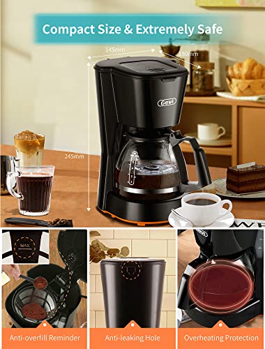 Gevi 5 Cups Small Coffee Maker, Compact Coffee Machine with Reusable Filter, Warming Plate and Coffee Pot for Home and Office