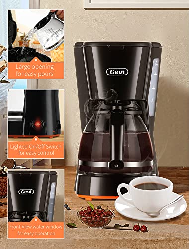 Gevi 5 Cups Small Coffee Maker, Compact Coffee Machine with Reusable Filter, Warming Plate and Coffee Pot for Home and Office