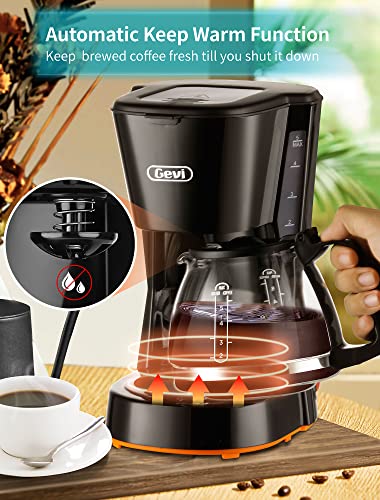 Gevi 5 Cups Small Coffee Maker, Compact Coffee Machine with Reusable Filter, Warming Plate and Coffee Pot for Home and Office