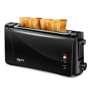long slot toaster 2 slice best toaster 2 slice wide slot, vintage black toaster with defrost/reheat/cancel/6 bread shade settings/removable crumb tray for waffles bagels, easy to use, 1000w