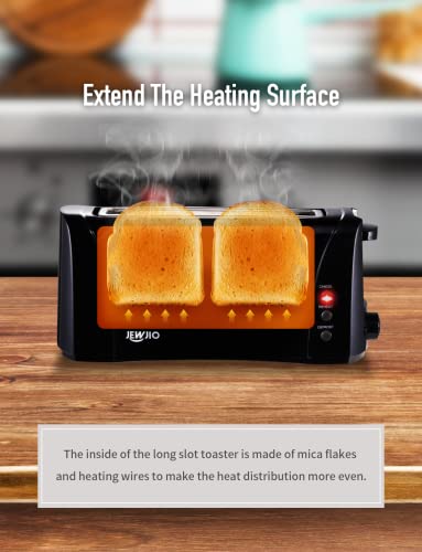 Long Slot Toaster 2 Slice Best Toaster 2 Slice Wide Slot, Vintage Black Toaster with Defrost/Reheat/Cancel/6 Bread Shade Settings/Removable Crumb Tray for Waffles Bagels, Easy To Use, 1000w