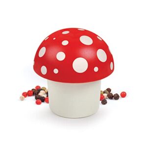 genuine fred merry mushroom herb grinder, red/white, 3 inches