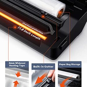 Vacuum Sealer Machine with Starter Kit , TKTK 8 in 1 Powerful Sous Vide Food Vacuum Sealer, Seal a Meal Food Sealer with Pulse Function, Moist&Dry Mode, External VAC for Jars Containers, Built-in Cutter Slim Compact Design for Mom Wife Home Kitchen