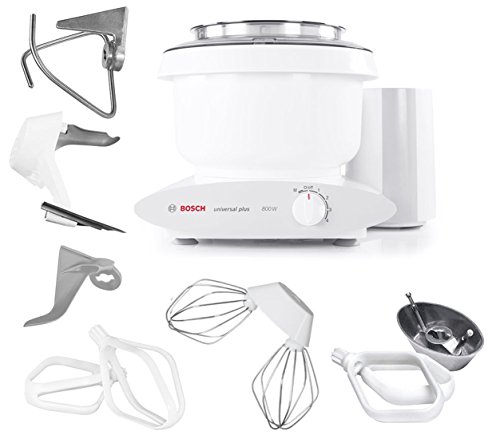 Bosch MUM6N10UC Universal Plus Stand Mixer, 800 Watt, 6.5-Quarts with Bowl Scraper and Cake Paddles