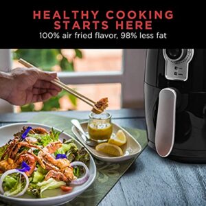 Chefman Small Compact Air Fryer Healthy Cooking, 2 Qt Nonstick, User Friendly and Adjustable Temperature Control w/ 60 Minute Timer & Auto Shutoff, Dishwasher Safe Basket, BPA-Free, 2 Quart, Black