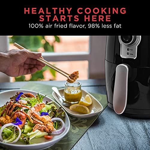 Chefman Small Compact Air Fryer Healthy Cooking, 2 Qt Nonstick, User Friendly and Adjustable Temperature Control w/ 60 Minute Timer & Auto Shutoff, Dishwasher Safe Basket, BPA-Free, 2 Quart, Black