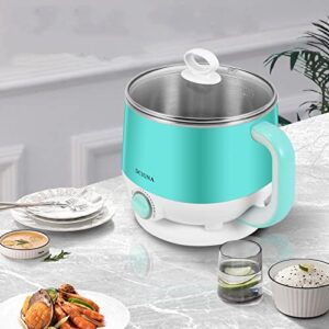 DCIGNA 1.5L Electric Hot Pot, Noodle Cooker, Mini Hot Pot, Egg Cooker, Stainless Steel Shabu Shabu Hot Pot With Free Stainless Steel Rack, 110V 600W - For Boiling Water, Eggs, Cooking, Noodles