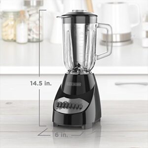 BLACK+DECKER Countertop Blender with 5-Cup Glass Jar, 10-Speed Settings, Black, BL2010BG