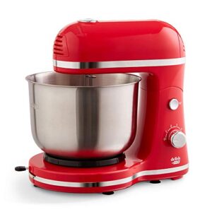 delish by dash compact stand mixer, 3.5 quart with beaters & dough hooks included – red