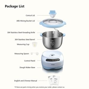 Joydeem Electric Dough Maker with Ferment Function, Microcomputer Timing, Face-up Touch Panel, 6.6Qt, 304 Stainless Steel, JD-HMJ7L