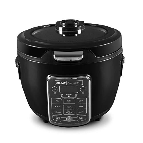 Aroma Professional ARC-1230B Grain, Oatmeal,Slow Cooker, Saute, Steam, Timer, 10 Cup Uncooked/20 Cup Cooked, Black